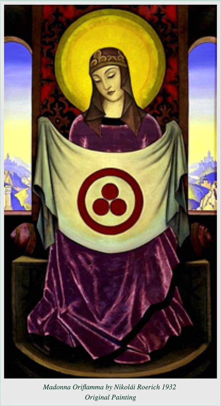 The image shows a painting called 'Madonna Oriflamma'. (Source: Blogspot/Screenshot) The image shows a painting called 'Madonna Oriflamma'. (Source: Blogspot/Screenshot)
