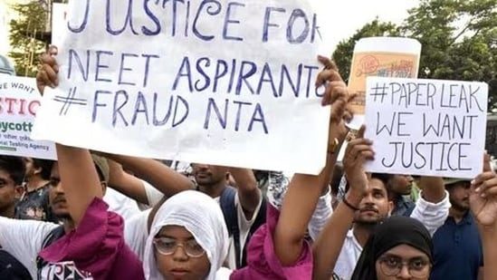 Students stage a protest against the alleged irregularities in the NEET-UG examination results and demand re-examination (File Photo) Students stage a protest against the alleged irregularities in the NEET-UG examination results and demand re-examination (File Photo)