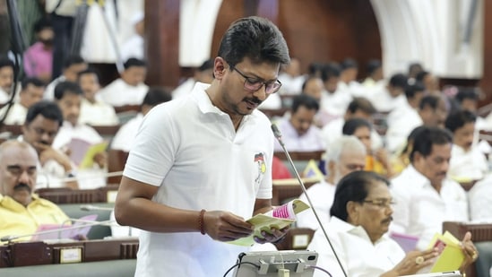 Udhayanidhi won from the Chepauk-Thiruvallikeni assembly constituency during 2021 assembly elections.(PTI file photo) Udhayanidhi won from the Chepauk-Thiruvallikeni assembly constituency during 2021 assembly elections.(PTI file photo)