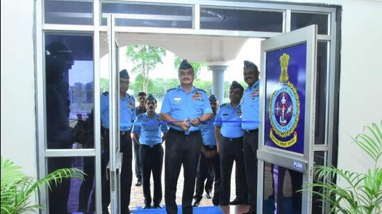 IAF chief Air Chief Marshal VR Chaudhari inaugurated the Weapon Systems School at Begumpet in Hyderabad on Monday. (X/IAF_MCC) IAF chief Air Chief Marshal VR Chaudhari inaugurated the Weapon Systems School at Begumpet in Hyderabad on Monday. (X/IAF_MCC)