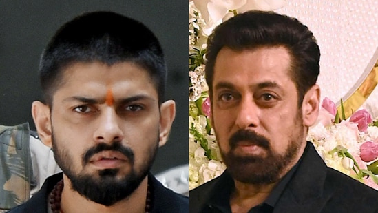 Gangster Lawrence Bishnoi (L) and Bollywood actor Salman Khan 