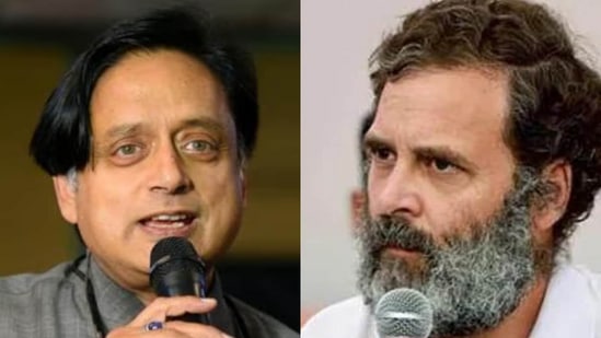 Congress leaders Shashi Tharoor and Rahul Gandhi