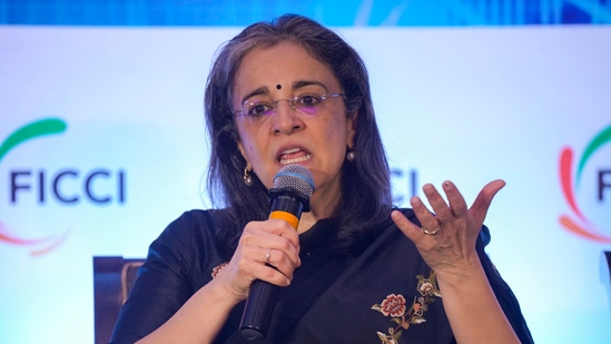 Securities and Exchange Board of India (SEBI) Chairperson Madhabi Puri Buch speaks during the Annual Capital Markets Conference 2024.(PTI file photo)