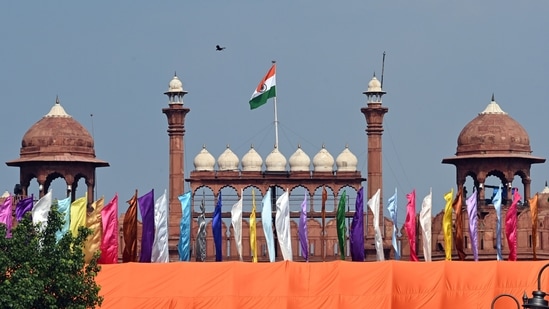 Independence Day 2024 LIVE updates: Colored flags are seen fluttering in front of Red Fort in New Delhi on August 14.