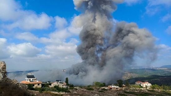 Smoke ascends after an Israeli air raid on the town of Shamaa (Chamaa) in southern Lebanon on August 1, 2024, amid ongoing cross-border clashes between Israeli troops and Hezbollah fighters. (Photo by KAWNAT HAJU / AFP)(AFP)