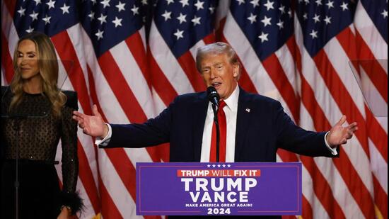 US President-elect Donald Trump speaks during an election night event at the Palm Beach Convention Center on November 6. (Getty Images via AFP) US President-elect Donald Trump speaks during an election night event at the Palm Beach Convention Center on November 6. (Getty Images via AFP)