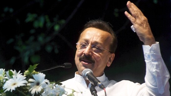 *EDS: FILE IMAGE** Mumbai: In this file photo, Baba Siddique addresses a gathering after joining NCP (Ajit Pawar), in Mumbai. NCP leader and former Maharashtra minister Baba Siddique died in hospital after being shot by three men in Mumbai's Bandra East area on Saturday night, officials said. (PTI Photo) (PTI10_12_2024_000464A)(PTI)