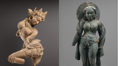 Celestial Dancer (Left) & Tanesar Mother Goddess (Right) US returns over 1,400 stolen antiquities worth $10 million to India