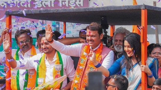 Maharashtra deputy chief minister Devendra Fadnavis during a roadshow for the Maharashtra Assembly elections,(PTI) Maharashtra deputy chief minister Devendra Fadnavis during a roadshow for the Maharashtra Assembly elections,(PTI)