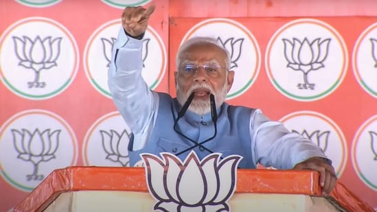 Prime Minister Narendra Modi addresses a public meeting ahead of Jharkhand Assembly elections, in Bokaro district, Jharkhand.(PTI)