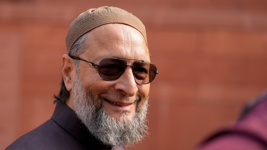 AIMIM MP Asaduddin Owaisi took a dig at the UP government over a new police outpost built near Jama Masjid in Sambhal(PTI)