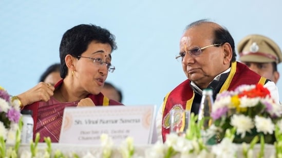Delhi LG VK Saxena and chief minister Atishi.(Raj K Raj/HT Photo) Delhi LG VK Saxena and chief minister Atishi.(Raj K Raj/HT Photo)