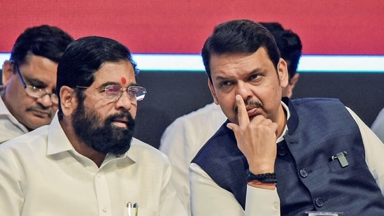 Maharashtra, Nov 27 (ANI): (File Photo) Maharashtra Chief Minister Eknath Shinde with Deputy Chief Minister Devendra Fadnavis. (ANI Photo)(ANI)