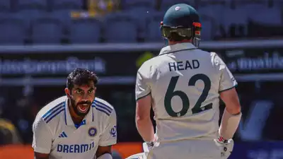 Jasprit Bumrah exults after dismissing Travis Head in the Perth Test (Photo Source: X) 'For Jasprit Bumrah, even an IPL purse of Rs 520 crore is not enough'