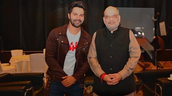 Actor Varun Dhawan with Union home minister Amit Shah in Delhi (Instagram)