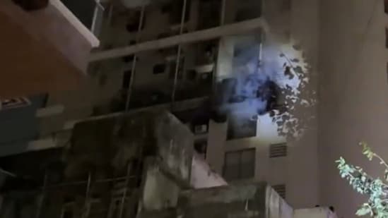Fire tenders had reached the spot and a dousing operation was underway in the wee hours of Tuesday. (X/ANI) Fire tenders had reached the spot and a dousing operation was underway in the wee hours of Tuesday. (X/ANI)