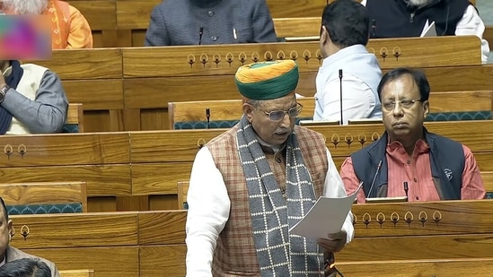 Union minister Arjun Ram Meghwal speaks in Lok Sabha during the Winter Session of Parliament. (Sansad TV/Youtube)