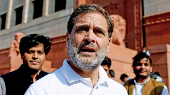 Leader of Opposition in Lok Sabha and Congress MP Rahul Gandhi at Parliament premises during the Winter Session, in New Delhi on Tuesday. 