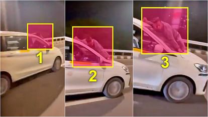 Man on Bonnet: मुंबई एयरपोर्ट की पार्किंग में झगड़ा, 6 KM तक कार की बोनट पर लटका रहा शख्स; कैब चालक गिरफ्तार Man on Bonnet of Car Mumbai Airport Parking Dispute Road Rage viral Video driven for 6 km after argument