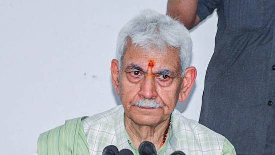 Jammu and Kashmir Lieutenant Governor Manoj Sinha, during a meeting with the families affected due to shelling by Pakistan, in Rajouri on Wednesday.(X) Jammu and Kashmir Lieutenant Governor Manoj Sinha, during a meeting with the families affected due to shelling by Pakistan, in Rajouri on Wednesday.(X)