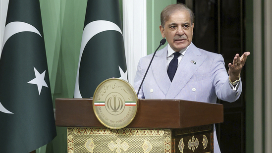 Pakistan's Prime Minister Shehbaz Sharif during a press conference in Tehran, Iran, on May 26, 2025.(AP) Pakistan's Prime Minister Shehbaz Sharif during a press conference in Tehran, Iran, on May 26, 2025.(AP)