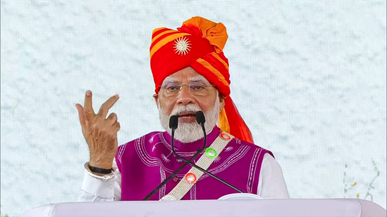 Prime Minister Narendra Modi addresses the gathering during the foundation stone laying and inauguration ceremony of multiple development projects worth around <span class= Prime Minister Narendra Modi addresses the gathering during the foundation stone laying and inauguration ceremony of multiple development projects worth around <span class=